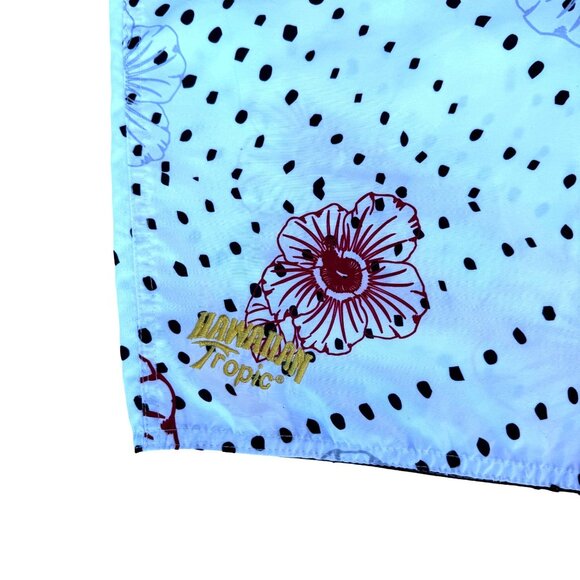 Hawaiian Tropic Mens Sz 34 Multi Color Floral Polka Dot Board Shorts Front Tie - Picture 4 of 7